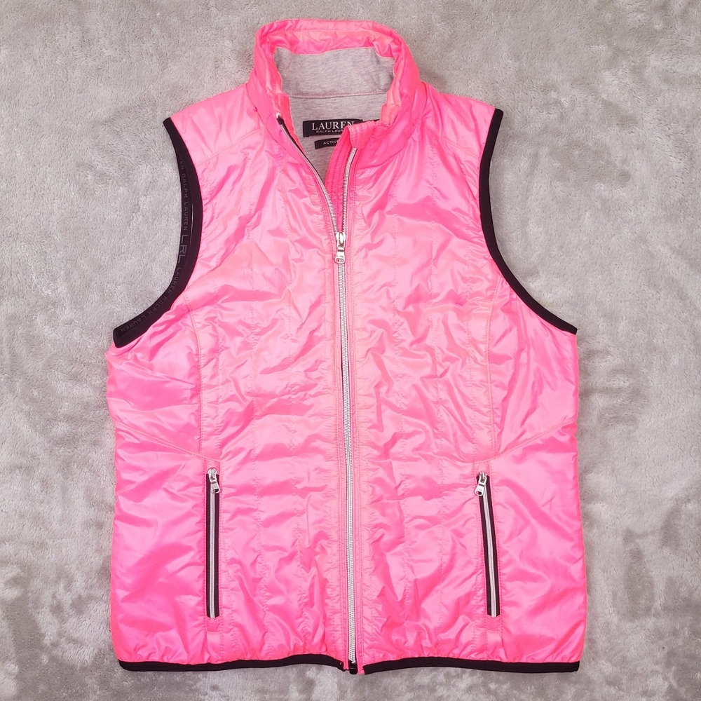 Lauren Ralph‎ Lauren Active Pink Puffer Vest size Small Neon Pink Outdoor